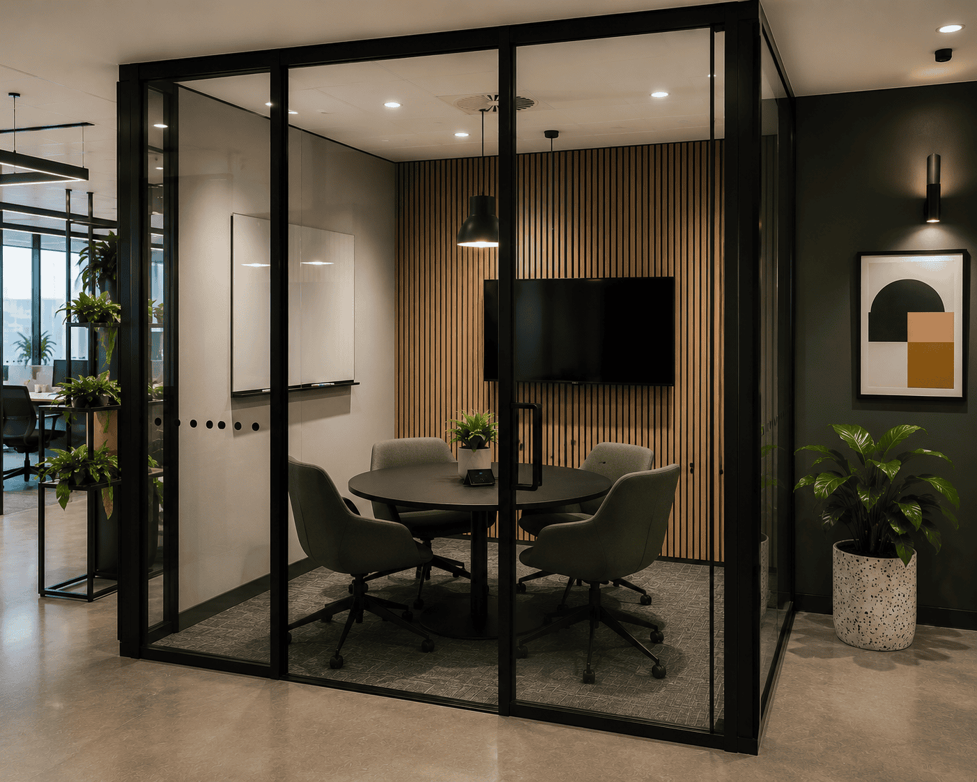 Reconfigured office floor with new desks and additional meeting space